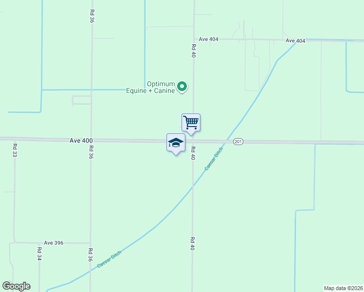 map of restaurants, bars, coffee shops, grocery stores, and more near 3961 Avenue 400 in Kingsburg