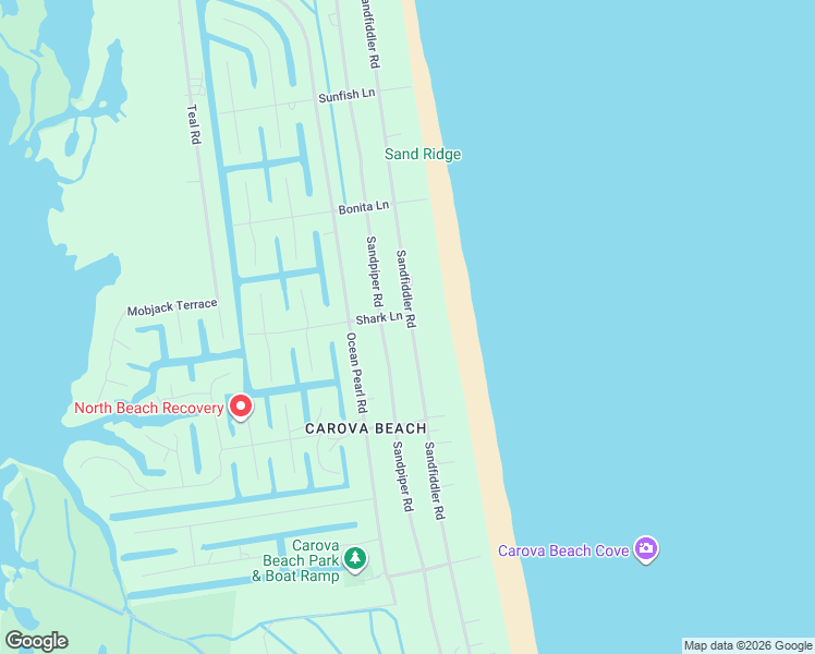 map of restaurants, bars, coffee shops, grocery stores, and more near 2166 Sandfiddler Road in Corolla