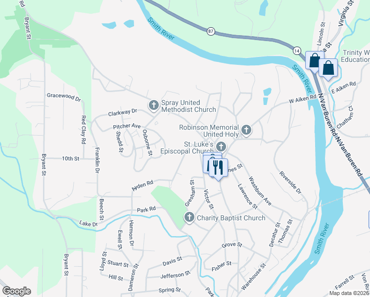 map of restaurants, bars, coffee shops, grocery stores, and more near 623 Park Avenue in Eden