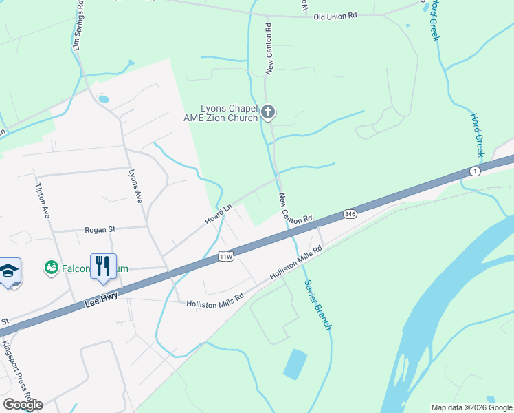 map of restaurants, bars, coffee shops, grocery stores, and more near 121 Hoard Lane in Church Hill