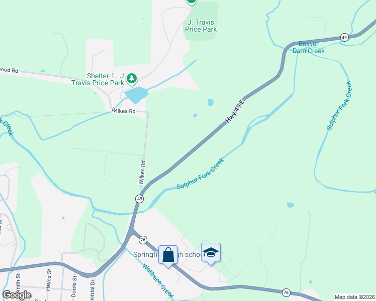 map of restaurants, bars, coffee shops, grocery stores, and more near 6070 Tennessee 49 Scenic in Springfield