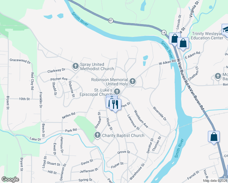 map of restaurants, bars, coffee shops, grocery stores, and more near 616 Morgan Road in Eden