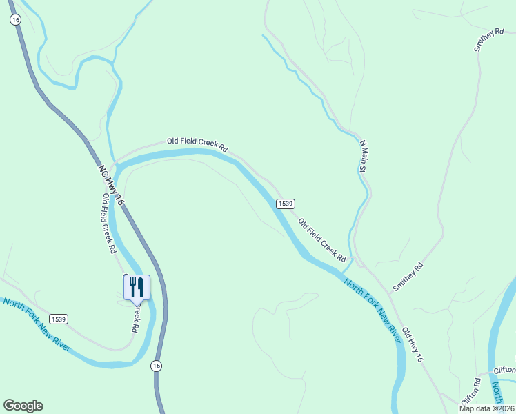map of restaurants, bars, coffee shops, grocery stores, and more near 201-1261 Old Field Creek Road in Grassy Creek