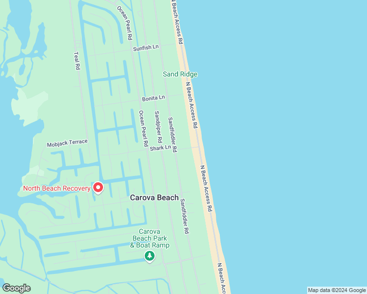 map of restaurants, bars, coffee shops, grocery stores, and more near 2169 Sandfiddler Road in Corolla