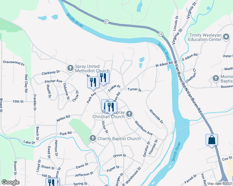 map of restaurants, bars, coffee shops, grocery stores, and more near 413 West Aiken Road in Eden