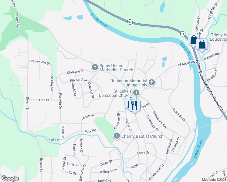 map of restaurants, bars, coffee shops, grocery stores, and more near 623 Park Avenue in Eden