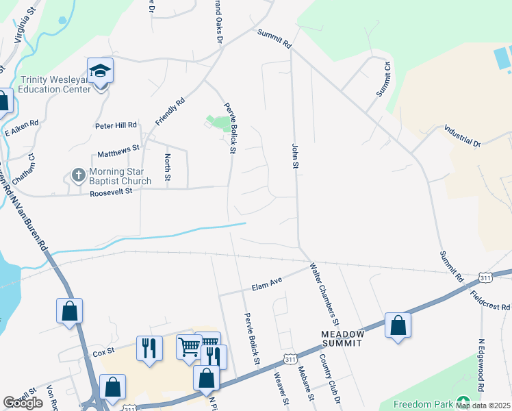map of restaurants, bars, coffee shops, grocery stores, and more near 419 Fairmont Drive in Eden