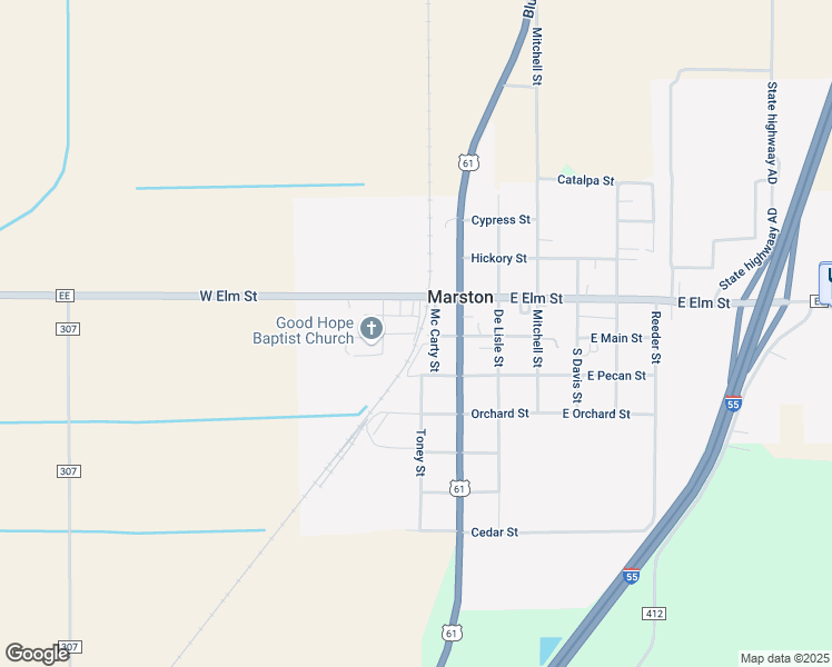map of restaurants, bars, coffee shops, grocery stores, and more near 204 Toney Street in Marston