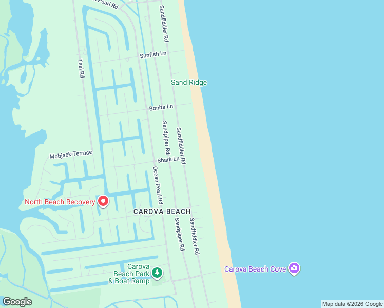 map of restaurants, bars, coffee shops, grocery stores, and more near 2169 Sandfiddler Rd in Corolla