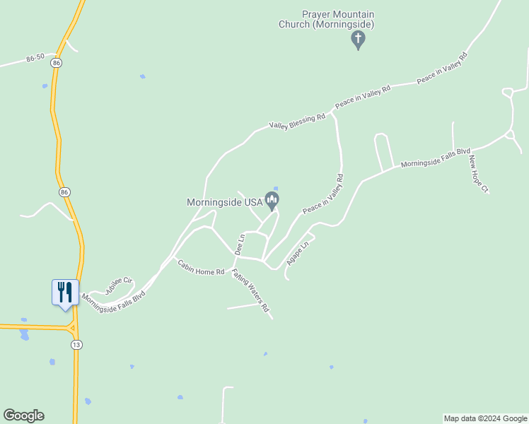 map of restaurants, bars, coffee shops, grocery stores, and more near 180 Grace Chapel Road in Blue Eye