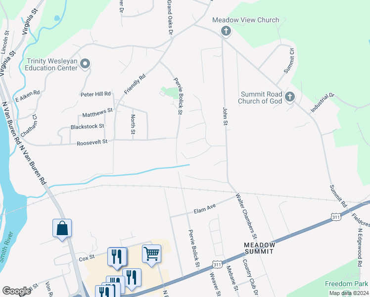 map of restaurants, bars, coffee shops, grocery stores, and more near 402 Sherwood Court in Eden