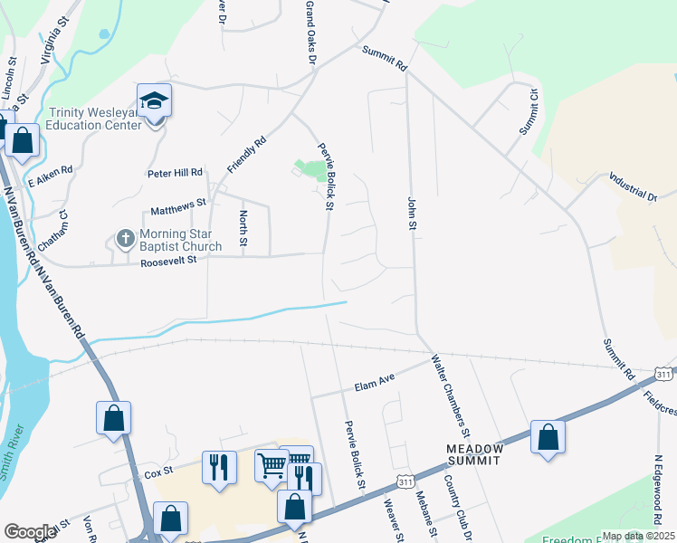 map of restaurants, bars, coffee shops, grocery stores, and more near 402 Sherwood Court in Eden
