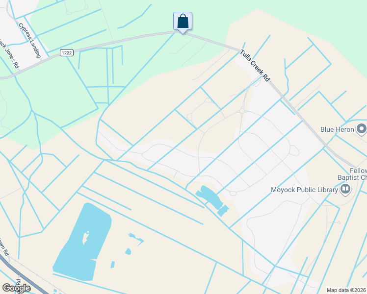 map of restaurants, bars, coffee shops, grocery stores, and more near 109 Dustin Lane in Moyock