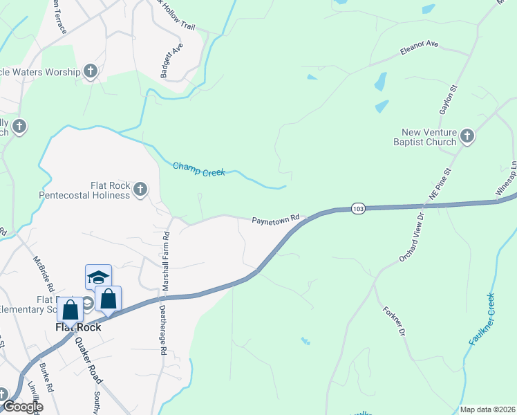 map of restaurants, bars, coffee shops, grocery stores, and more near 190 Paynetown Road in Mount Airy