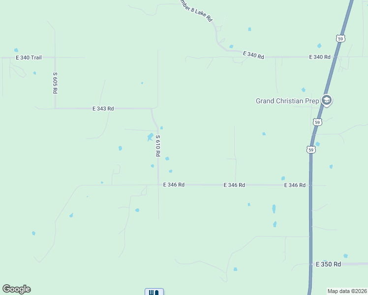 map of restaurants, bars, coffee shops, grocery stores, and more near 34400 South 610 Road in Grove