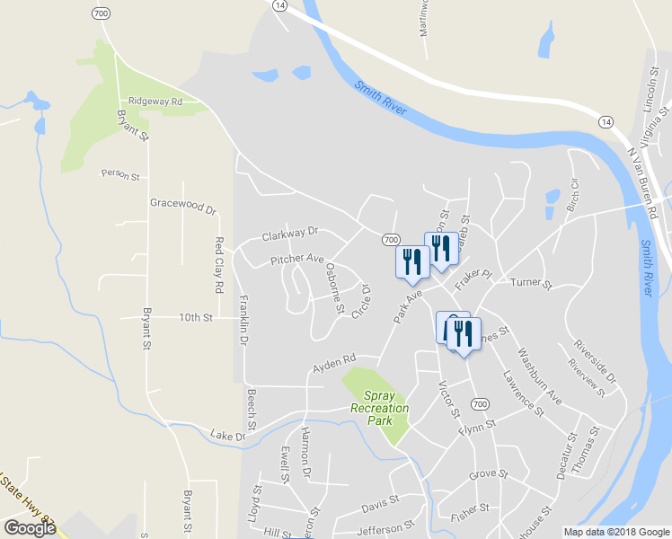 map of restaurants, bars, coffee shops, grocery stores, and more near 728 Osborne Street in Eden