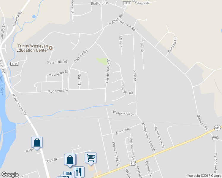 map of restaurants, bars, coffee shops, grocery stores, and more near 405 Sherwood Court in Eden