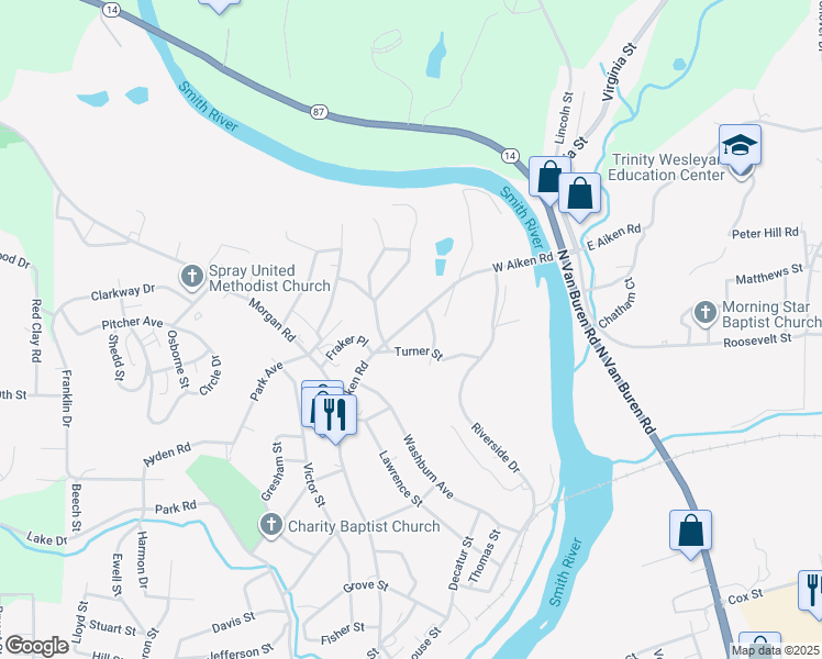map of restaurants, bars, coffee shops, grocery stores, and more near 324 West Aiken Road in Eden
