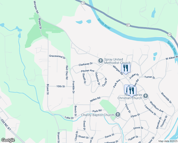 map of restaurants, bars, coffee shops, grocery stores, and more near in Ruffin