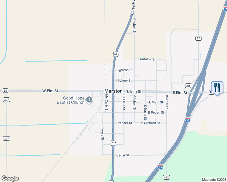 map of restaurants, bars, coffee shops, grocery stores, and more near in Marston