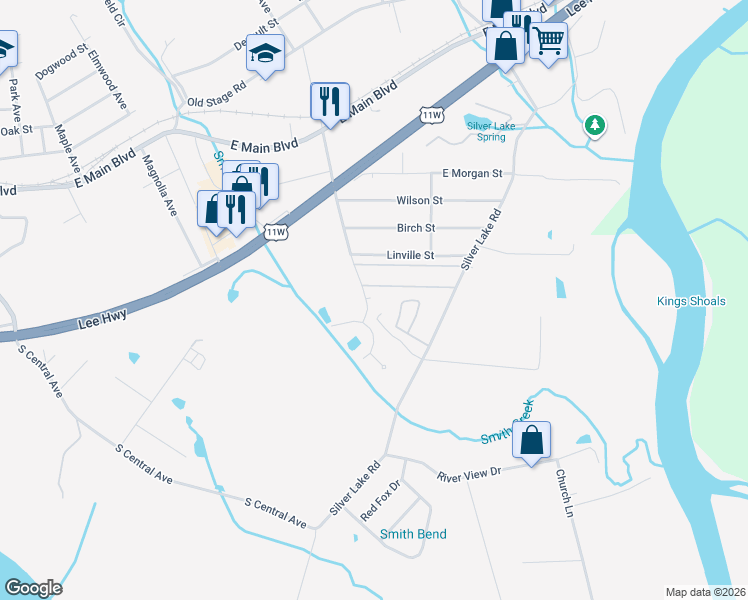map of restaurants, bars, coffee shops, grocery stores, and more near 307 Hawkins Avenue in Church Hill