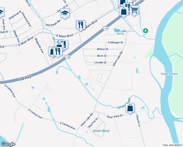 map of restaurants, bars, coffee shops, grocery stores, and more near 305 Hawkins Avenue in Church Hill