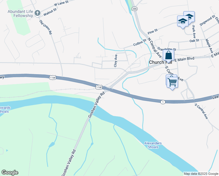 map of restaurants, bars, coffee shops, grocery stores, and more near Lee Hwy in Church Hill