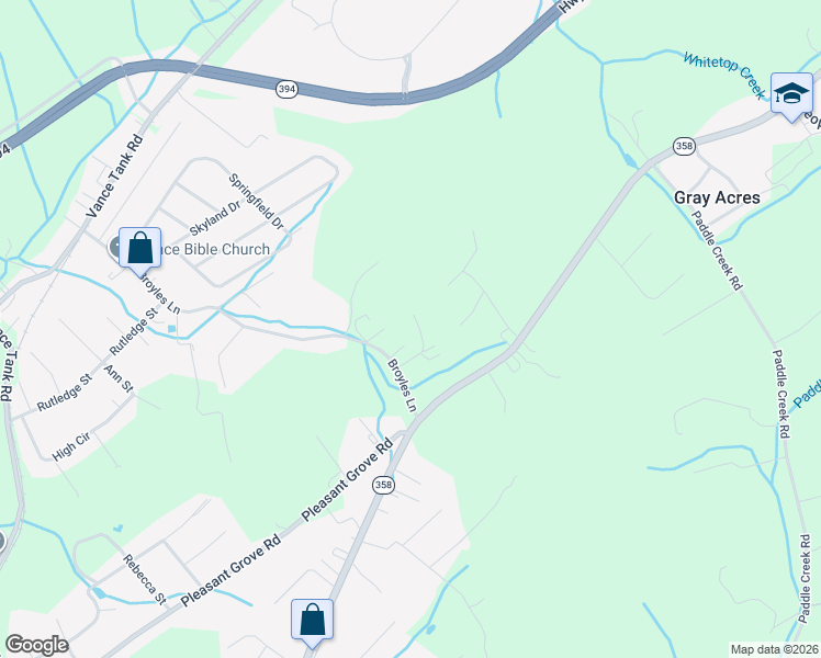map of restaurants, bars, coffee shops, grocery stores, and more near 238 Broyles Road in Bristol