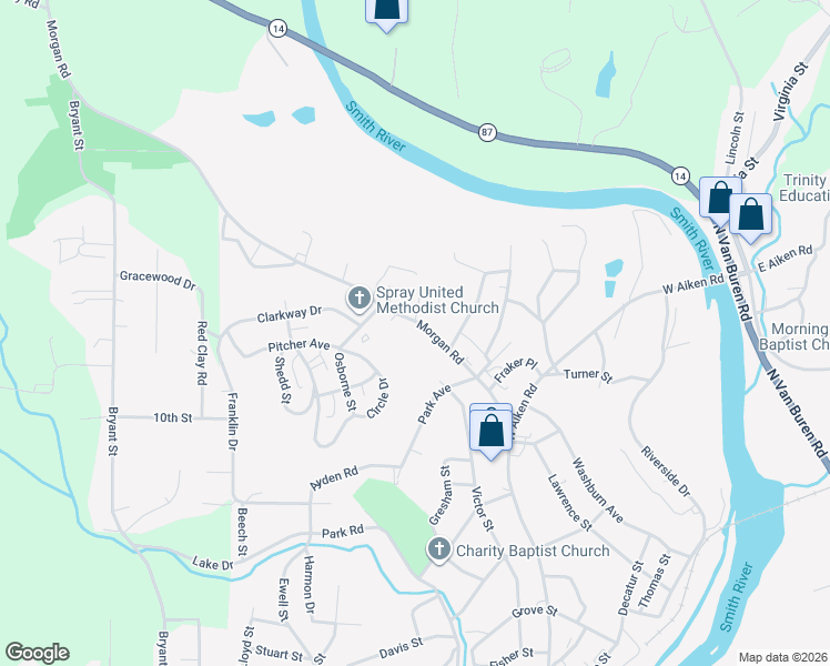 map of restaurants, bars, coffee shops, grocery stores, and more near 729 Morgan Road in Eden