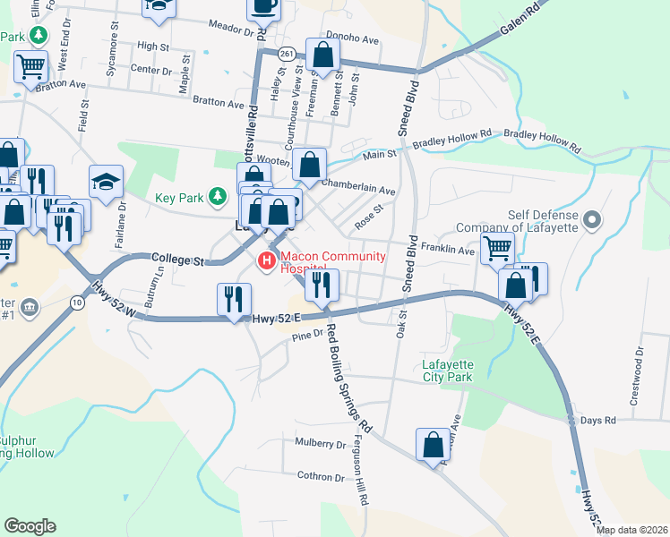 map of restaurants, bars, coffee shops, grocery stores, and more near 404 Times Avenue in Lafayette