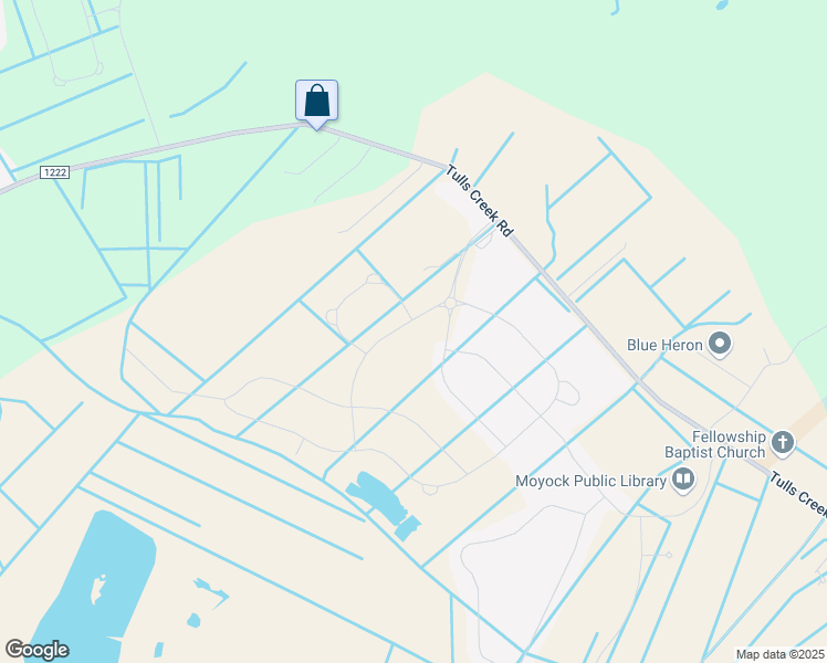 map of restaurants, bars, coffee shops, grocery stores, and more near 107 Farmridge Way in Moyock