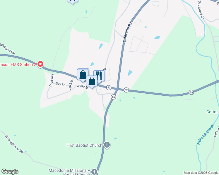 map of restaurants, bars, coffee shops, grocery stores, and more near 421 Lafayette Rd in Red Boiling Springs