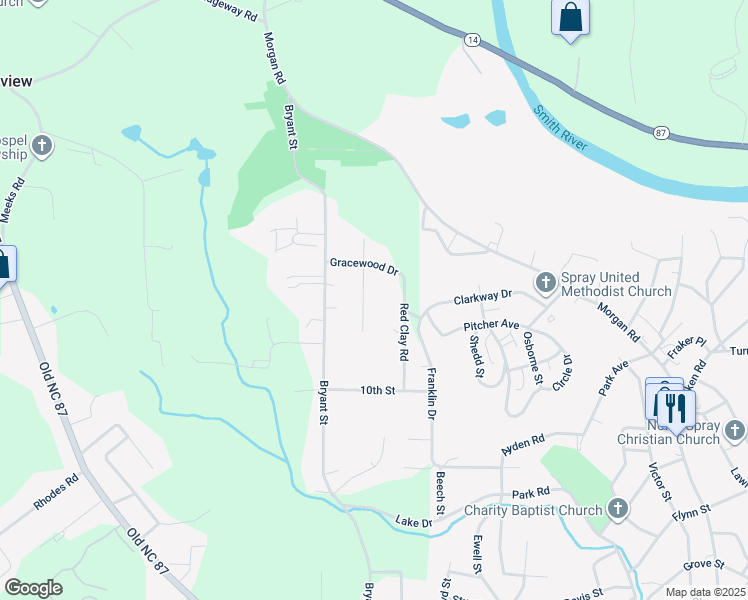 map of restaurants, bars, coffee shops, grocery stores, and more near 722 Carrington Lane in Eden