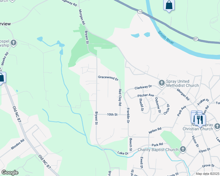 map of restaurants, bars, coffee shops, grocery stores, and more near 722 Carrington Lane in Eden