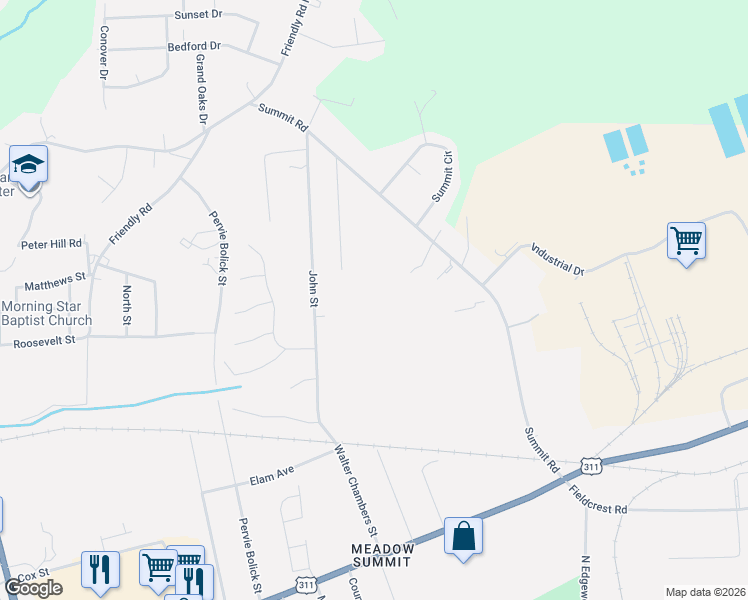 map of restaurants, bars, coffee shops, grocery stores, and more near 635 Summit Road in Eden