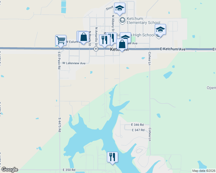 map of restaurants, bars, coffee shops, grocery stores, and more near 360 South Main Street in Ketchum