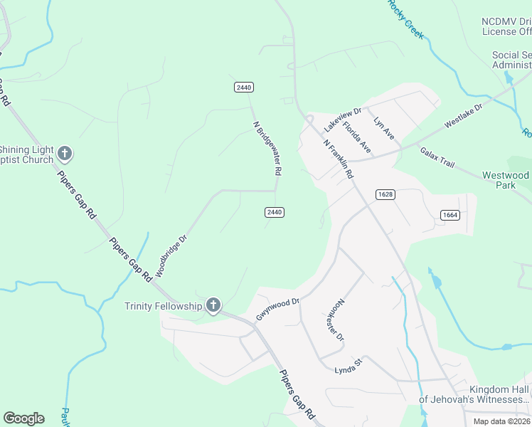 map of restaurants, bars, coffee shops, grocery stores, and more near 132 South Bridgewater Road in Mount Airy