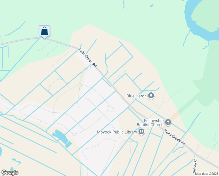 map of restaurants, bars, coffee shops, grocery stores, and more near 752 Tulls Creek Road in Moyock