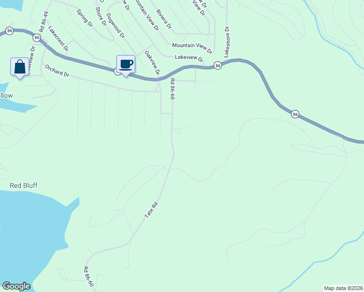map of restaurants, bars, coffee shops, grocery stores, and more near 501 Road 86-60 in Taney County