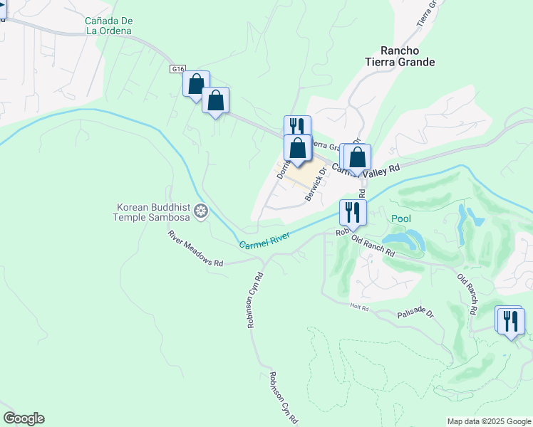 map of restaurants, bars, coffee shops, grocery stores, and more near 27983 Berwick Drive in Carmel-by-the-Sea