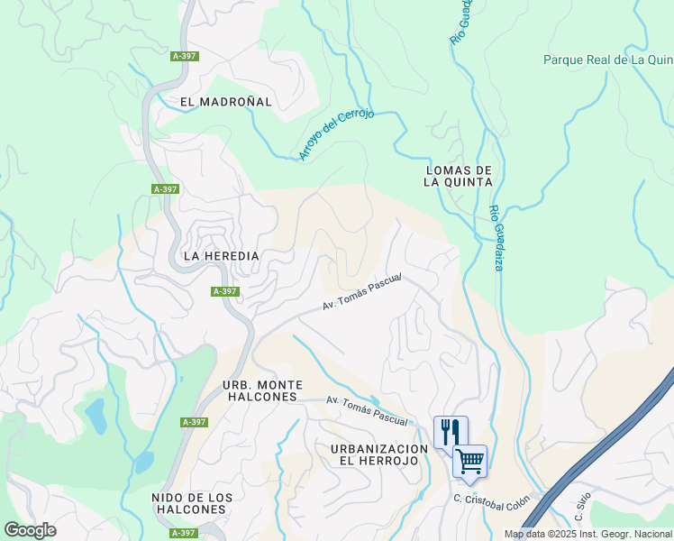 map of restaurants, bars, coffee shops, grocery stores, and more near 3 Urbanizacion Alborada in Benahavís