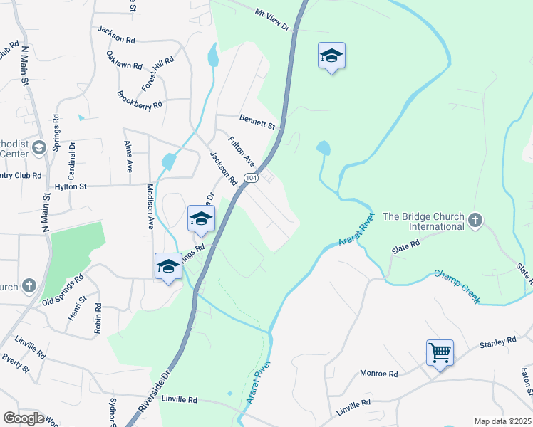 map of restaurants, bars, coffee shops, grocery stores, and more near 524 Jackson Road Extension in Mount Airy