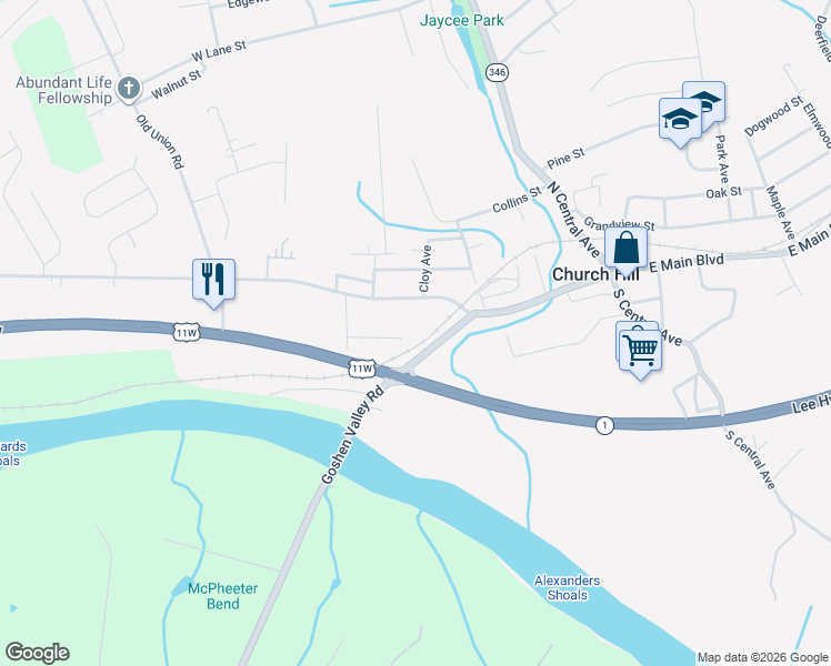 map of restaurants, bars, coffee shops, grocery stores, and more near 335 Roller Street in Church Hill
