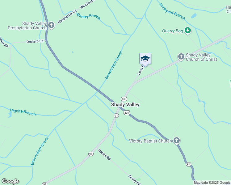 map of restaurants, bars, coffee shops, grocery stores, and more near 131 Tennessee 133 in Shady Valley