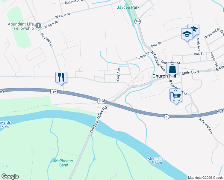 map of restaurants, bars, coffee shops, grocery stores, and more near 335 Roller St in Church Hill