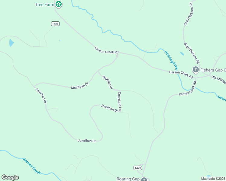 map of restaurants, bars, coffee shops, grocery stores, and more near 223 Baldwin Drive in Lowgap