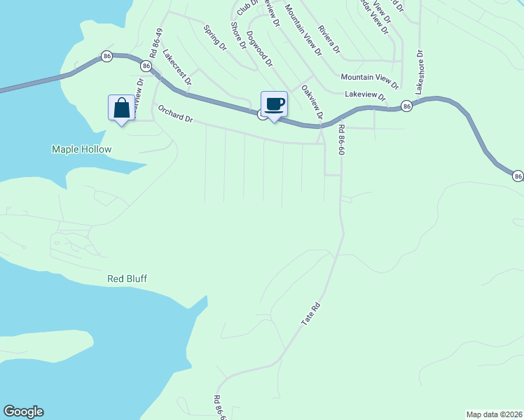 map of restaurants, bars, coffee shops, grocery stores, and more near 235 Peach Lane in Ridgedale