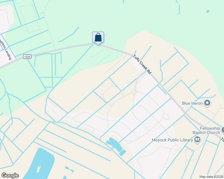 map of restaurants, bars, coffee shops, grocery stores, and more near 109 Dustin Lane in Moyock