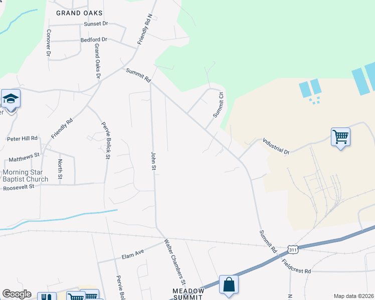 map of restaurants, bars, coffee shops, grocery stores, and more near 635 Summit Road in Eden
