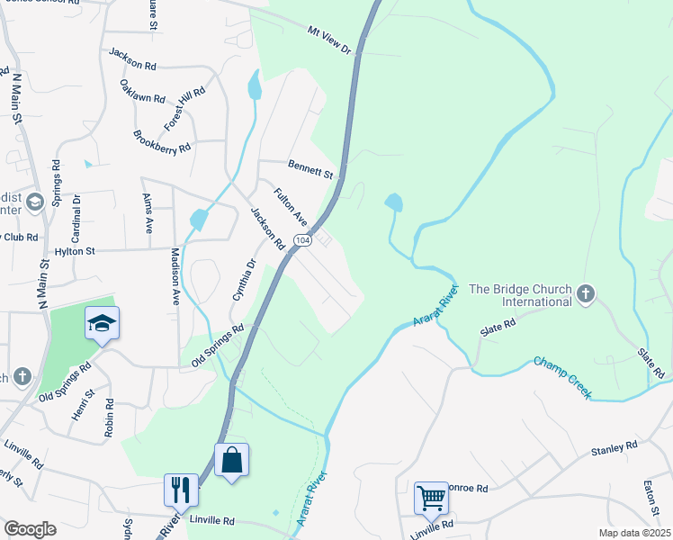 map of restaurants, bars, coffee shops, grocery stores, and more near 524 Jackson Road Extension in Mount Airy